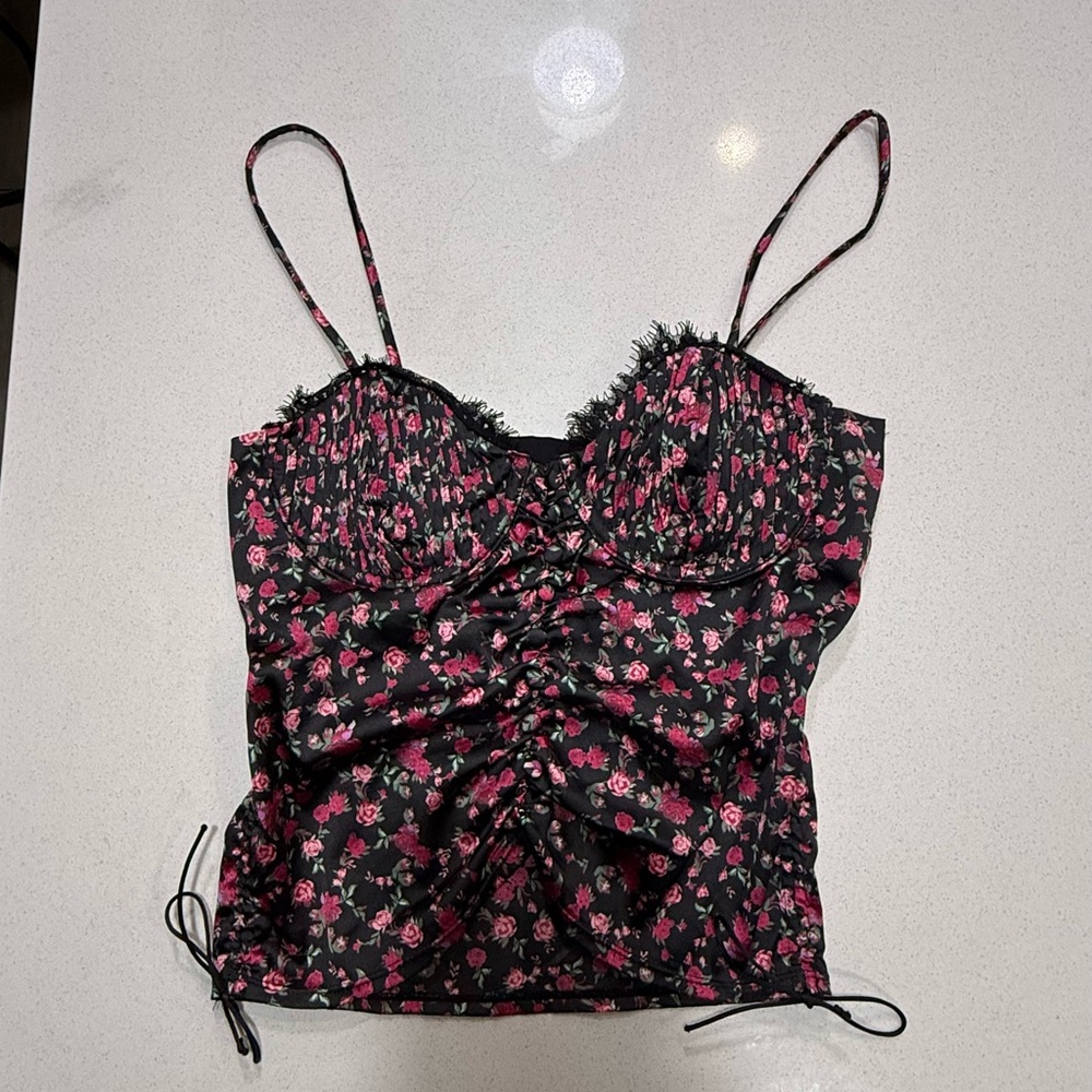 For love & lemons size medium melrose bustier satiny flower print like new